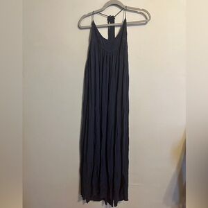 Free People Blue Spaghetti Strap Maxi Dress with Blue Embroidery